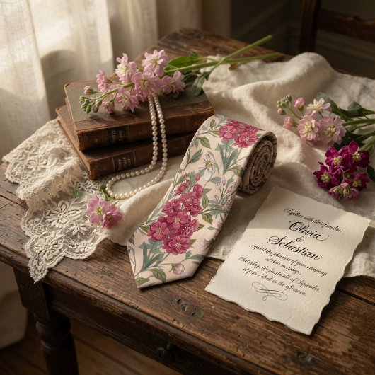 Cravate Fleur de Stock Rose Élégante