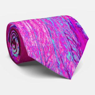 Cravate Fleur d'Hibiscus Violet et Magenta Psychedelique