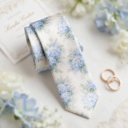 Cravate Fleur d'hydrangea bleu clair délicate à l'aquarell