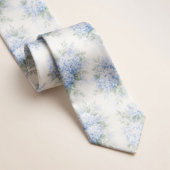 Cravate Fleur d'hydrangea bleu clair délicate à l'aquarell