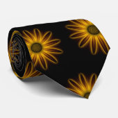 Cravate fleur d'or brillant sur noir (Roulé)