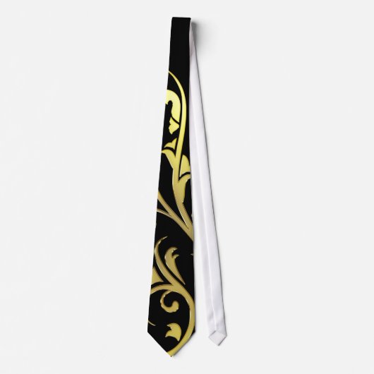 Cravate Fleur d'or fausse de luxe abstrait (Devant)