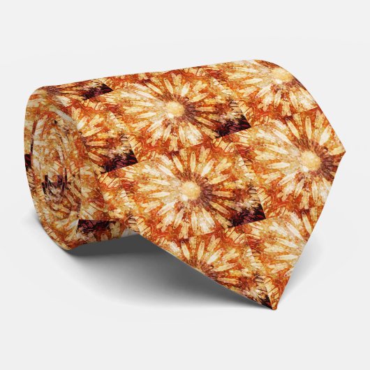 Cravate Fleur étoile soleil Chaud Brown orange couleurs (Roulé)