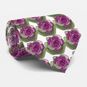 Cravate Fleur Florale Verte Violette