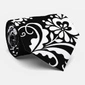 Cravate fleur folk_blanc (Roulé)