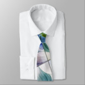 Cravate Fleur fractale abstraite pastel bleu et vert (Attaché)