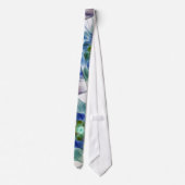 Cravate Fleur fractale abstraite pastel bleu et vert (Dos)