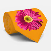 Cravate Fleur Fuchsia Gerbera Daisy (Roulé)
