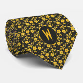 Cravate Fleur jaune crème à beurre sur noir (Roulé)