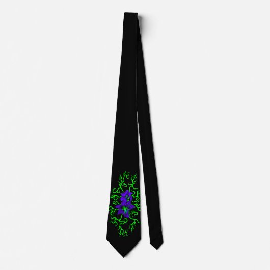 Cravate Fleur Lily violette sur noir (Devant)