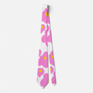 Cravate Fleur marguerite rose jaune moderne motif élégant