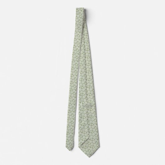Cravate Fleur Motif Sage Vert Moderne Plutôt Floral (Dos)