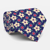 Cravate Fleur Navy Blue  (Roulé)
