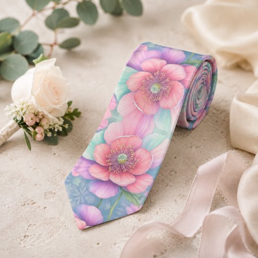 Cravate Fleur Pastel