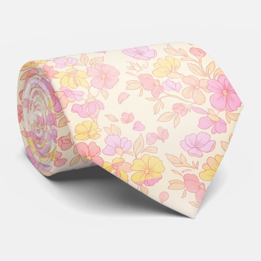 Cravate Fleur Pastel Envoûtante (Roulé)