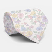 Cravate Fleur pastel rêveuse (Roulé)