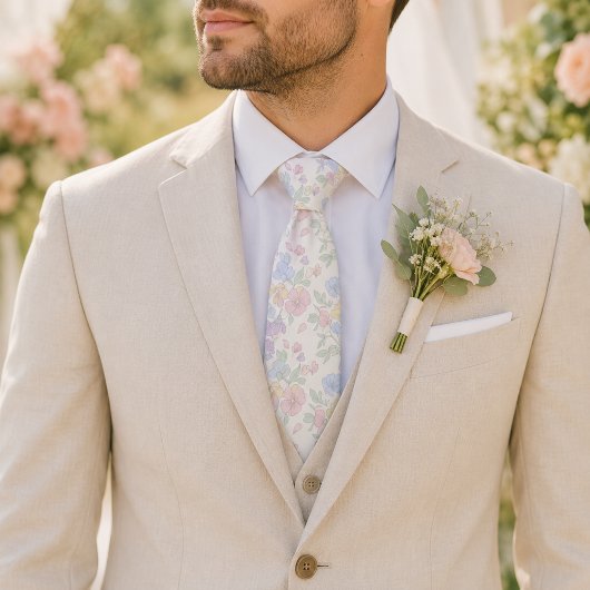 Cravate Fleur pastel rêveuse