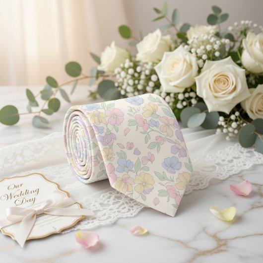 Cravate Fleur pastel rêveuse