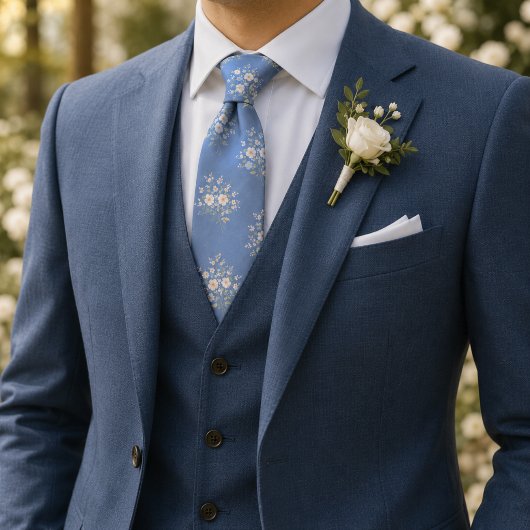 Cravate Fleur Poudre Bleue Ditsy