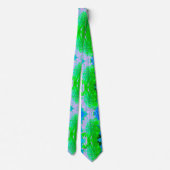 Cravate Fleur rétro Abstraite en Lavande et Lime Green (Dos)