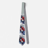 Cravate Fleur rouge, blanche et bleue (Devant)