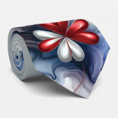 Cravate Fleur rouge, blanche et bleue (Roulé)