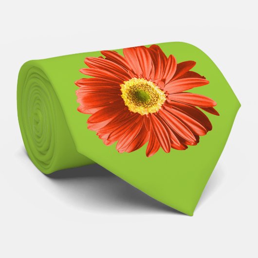Cravate Fleur rouge Gerbera Daisy (Roulé)