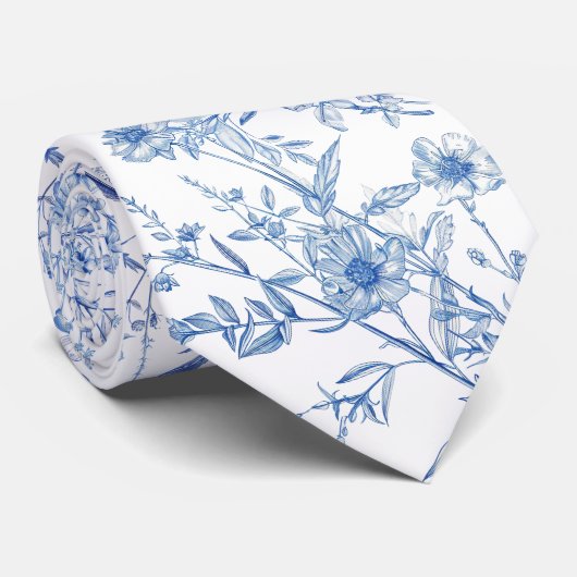 Cravate fleur sauvage bleu (Roulé)