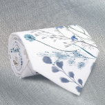 Cravate fleur sauvage bleu<br><div class="desc">aquarelle verdure feuillage cravate</div>