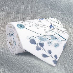 Cravate fleur sauvage bleu