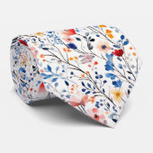 Cravate Fleur sauvage Boho aquarelle (Roulé)