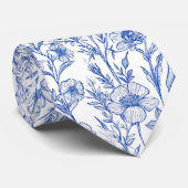 Cravate Fleur sauvage de la chinoiserie bleu et blanc (Roulé)