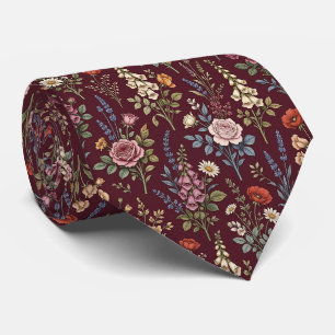 Cravate Fleur Sauvage Faux Soie Gentleman Jardin Anglais