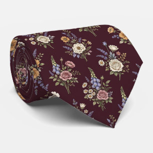 Cravate Fleur Sauvage Faux Soie Gentleman Jardin Anglais
