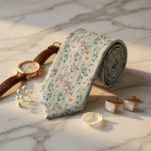 Cravate Fleur Sauvage Verte Menthe
