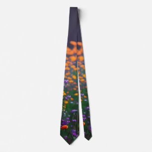 Cravate Fleur sauvage, violet, orange