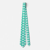 Cravate Fleur stylisée Ikat - turquoise et blanche (Devant)