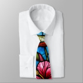 Cravate Fleur tropicale en vitrail floral vibrant (Attaché)