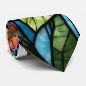 Cravate Fleur tropicale en vitrail floral vibrant (Roulé)