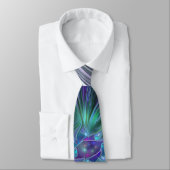 Cravate Fleur vert violet Art Abstrait moderne Fractal (Attaché)