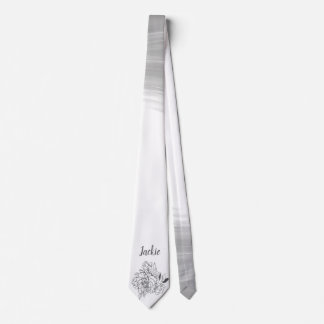 Cravate Fleur Vintage gris foncé avec votre nom