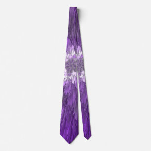 Cravate Fleur Violette Psychedelique Art Fractal Abstrait