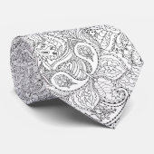 Cravate Fleuris Paisley noir et blanc (Roulé)