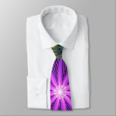Cravate Fleuron vert violet Art Abstrait fractal moderne (Attaché)