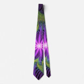 Cravate Fleuron vert violet Art Abstrait fractal moderne (Devant)