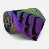 Cravate Fleuron vert violet Art Abstrait fractal moderne (Roulé)
