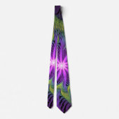 Cravate Fleuron vert violet Art Abstrait fractal moderne (Dos)