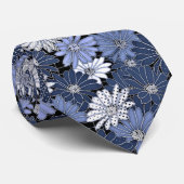 Cravate Fleurs à pointes bleu gris élégant et inhabituel (Roulé)