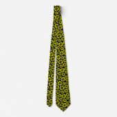 Cravate Fleurs Abstraites 031023 - Jaune sur Noir (Dos)