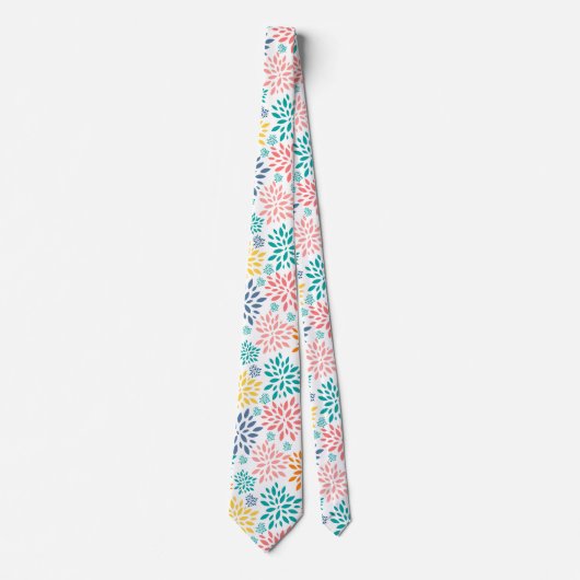 Cravate Fleurs abstraites colorées motif (Devant)